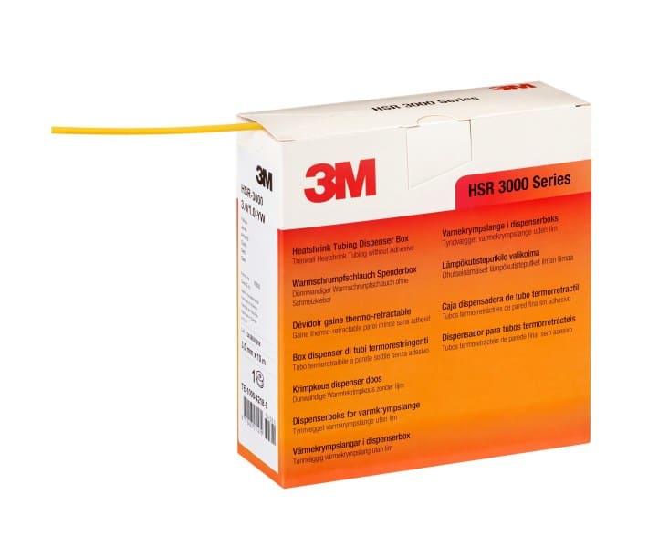 3M - HSR 3000 Dünnwandiger Warmschrumpfschlauch auf Rolle, Gelb, 3/1mm, 10m