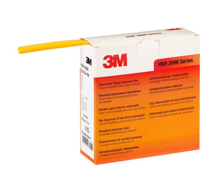 3M - HSR 3000 Dünnwandiger Warmschrumpfschlauch auf Rolle, Gelb, 6/2mm, 10m