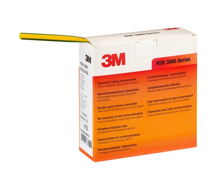 3M - HSR 3000 Dünnwandiger Warmschrumpfschlauch auf Rolle, Grün-Gelb 6/2mm, 10m