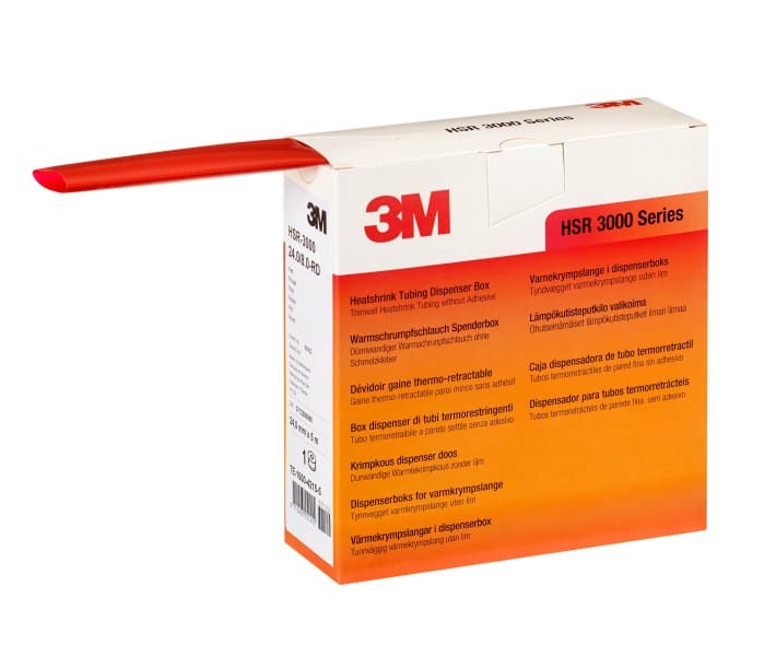 3M - HSR 3000 Dünnwandiger Warmschrumpfschlauch auf Rolle, Rot, 24/8mm, 5m