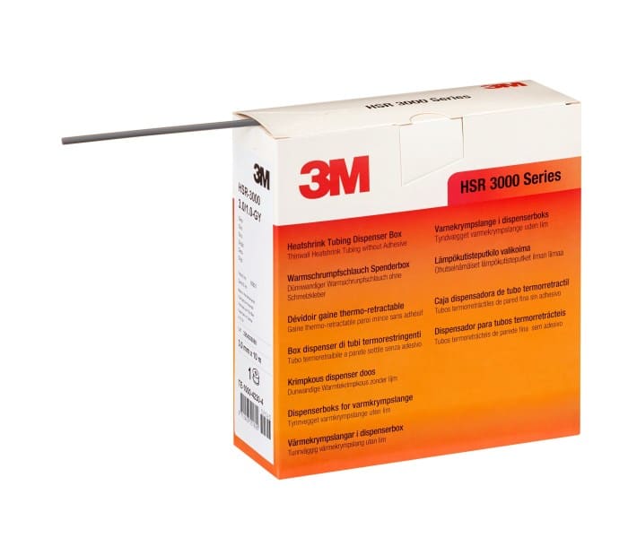 3M - HSR 3000 Dünnwandiger Warmschrumpfschlauch auf Rolle, Grau, 3/1mm, 10m
