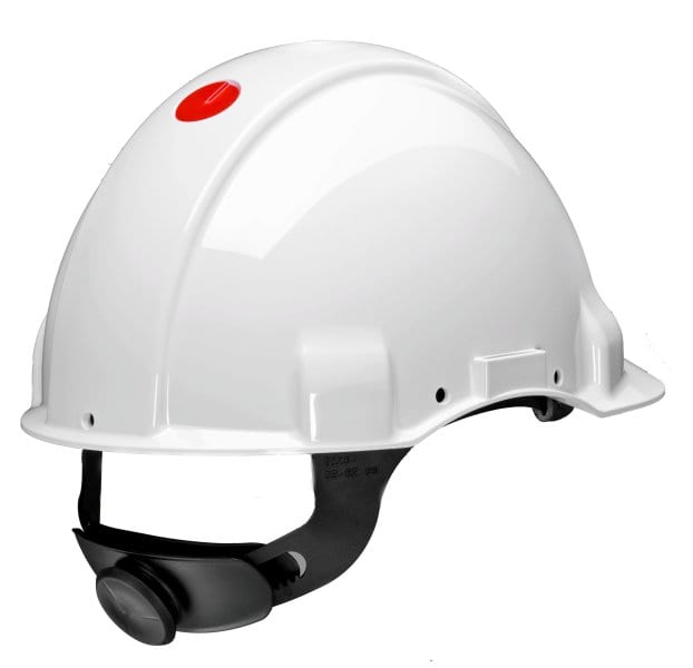 3M - Schutzhelm weiß Lederschweißband Ratsche 53-62cm  -1000VAC