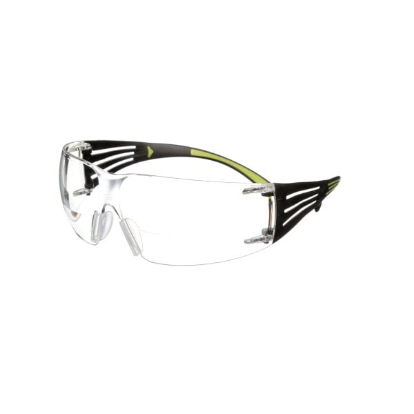 3M - SecureFit™ Schutzbrille, sw/gn Bügel, Antikratz/Anti-Fog, klar, +2,5 Stärke