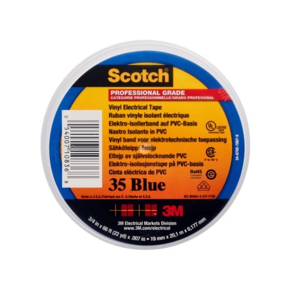 3M - Scotch® 35 Vinyl Elektro-Isolierband, Blau, 19mmx20m, 0,18mm