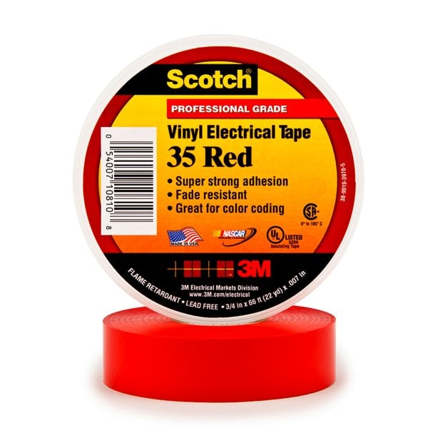 3M - Scotch® 35 Vinyl Elektro-Isolierband, Rot, 19mmx20m, 0,18mm