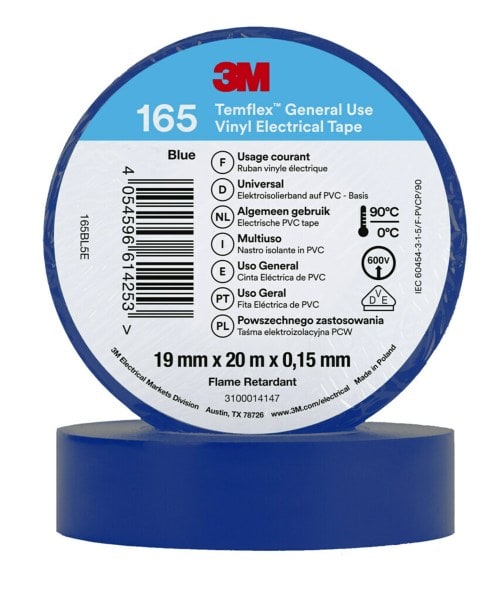 3M - 3M™ Temflex™ Vinyl-Isolierband 165, Blau, 19mmx20m