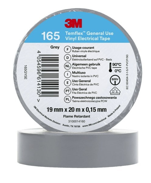 3M - 3M™ Temflex™ Vinyl-Isolierband 165, Grau, 19mmx20m