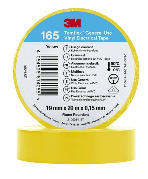 3M - 3M™ Temflex™ Vinyl-Isolierband 165, Gelb, 19mmx20m