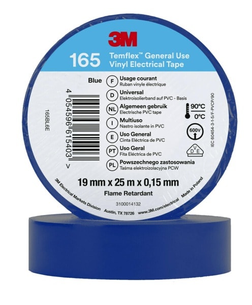 3M - 3M™ Temflex™ Vinyl-Isolierband 165, Blau, 19mmx25m