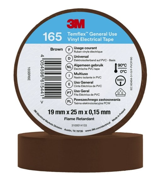 3M - 3M™ Temflex™ Vinyl-Isolierband 165, Braun, 19mmx25m