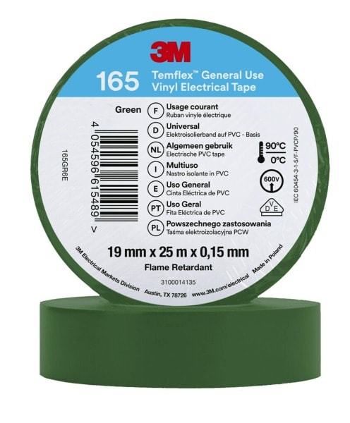 3M - 3M™ Temflex™ Vinyl-Isolierband 165, Grün, 19mmx25m