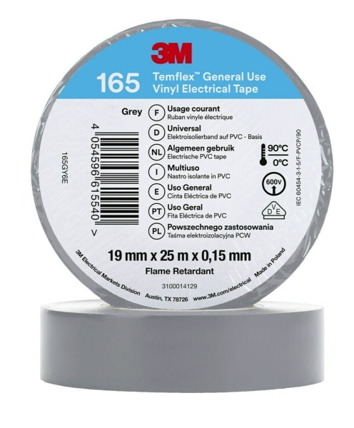 3M - 3M™ Temflex™ Vinyl-Isolierband 165, Grau, 19mmx25m