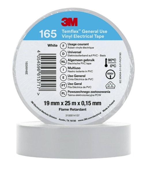 3M - 3M™ Temflex™ Vinyl-Isolierband 165, Weiß, 19mmx25m