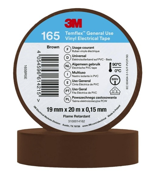 3M - 3M™ Temflex™ Vinyl-Isolierband 165, Braun, 19mmx20m