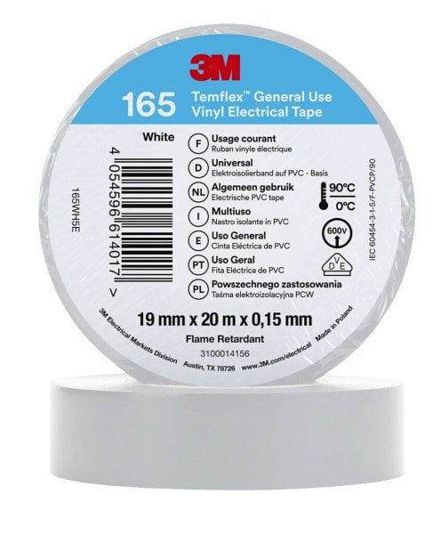 3M - 3M™ Temflex™ Vinyl-Isolierband 165, Weiß, 19mmx20m