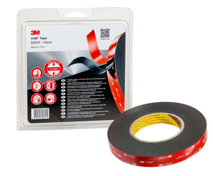 3M - VHB Klebeband 5952F, Schwarz, 19 mm x 11 m, 1.1 mm