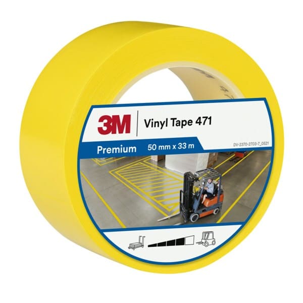 3M - Weich-PVC-Klebeband 471, Gelb, 50 mm x 33 m, 0,14 mm, einzelverpackt