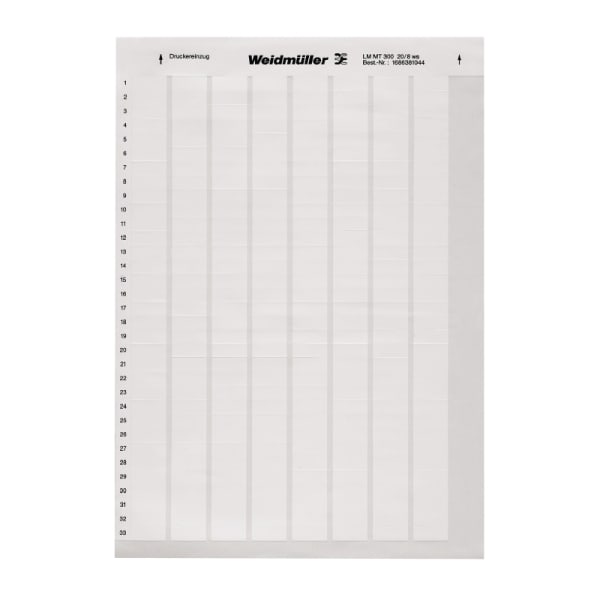 WEIDMÜLLER - Gerätemarkierung, selbstklebend, 20.3mm, Polyester, PVC frei, weiß