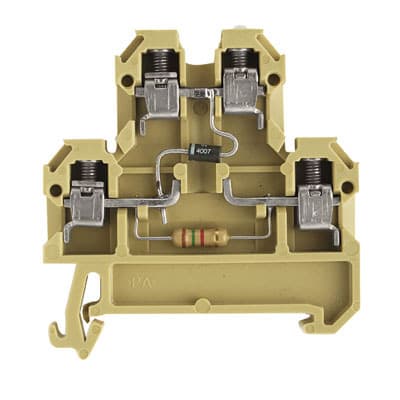 WEIDMÜLLER - Bauelement-Reihenklemme, Schraubanschl, 4mm², 24V, 10A, TS35, beige/gelb
