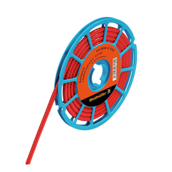 WEIDMÜLLER - Leitermarkierer, 2.5-5mm, 3x4.2mm, Zahlen 2, PVC, rot