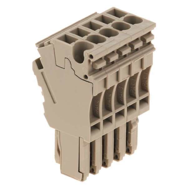 WEIDMÜLLER - Stecker (Klemmen), Steckanschluss, 2.5mm², 500V, 24A, Polzahl: 5, dunkelbeige