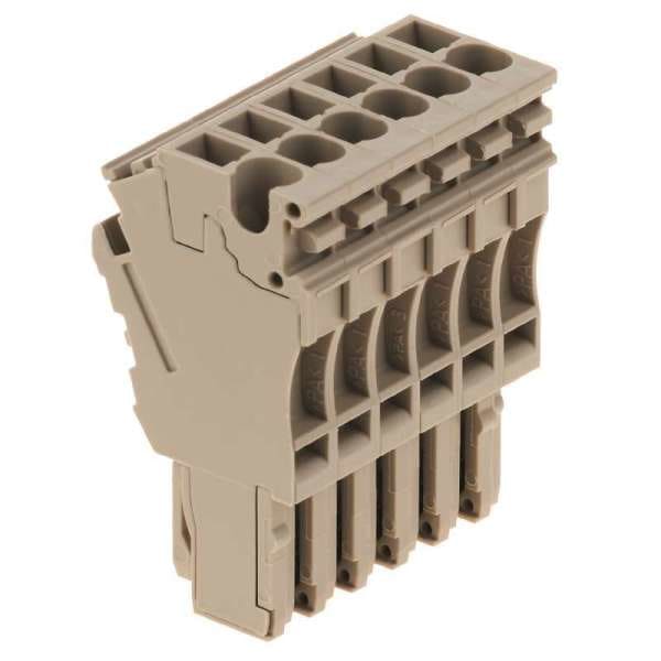 WEIDMÜLLER - Stecker (Klemmen), Steckanschluss, 2.5mm², 500V, 24A, Polzahl: 6, dunkelbeige