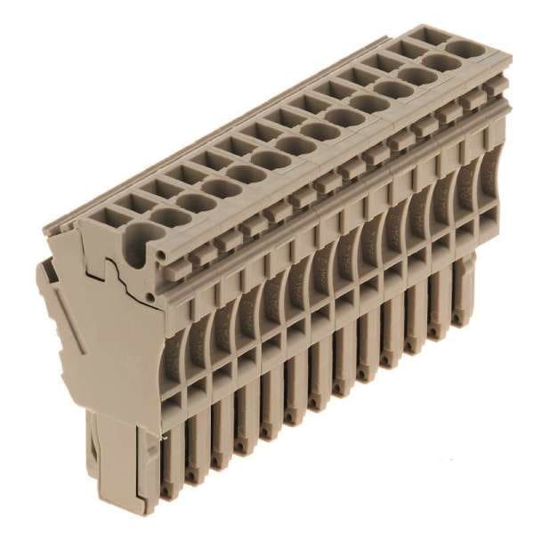 WEIDMÜLLER - Stecker (Klemmen), Steckanschluss, 2.5mm², 500V, 24A, Polzahl: 14, dunkelbeige