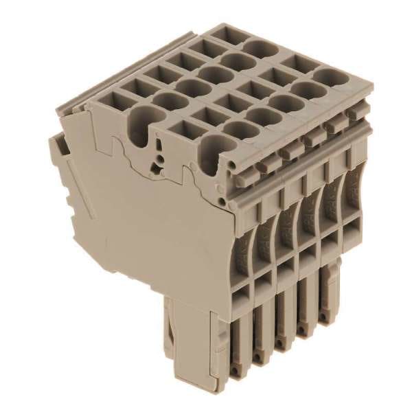 WEIDMÜLLER - Stecker (Klemmen), Steckanschluss, 2.5mm², 500V, 24A, Polzahl: 6, dunkelbeige
