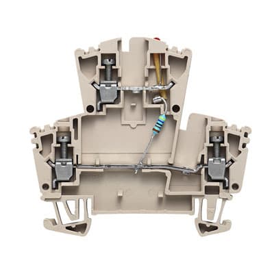 WEIDMÜLLER - Bauelement-Reihenklemme, Schraubanschl, 2.5mm², 24V, TS35, dunkelbeige