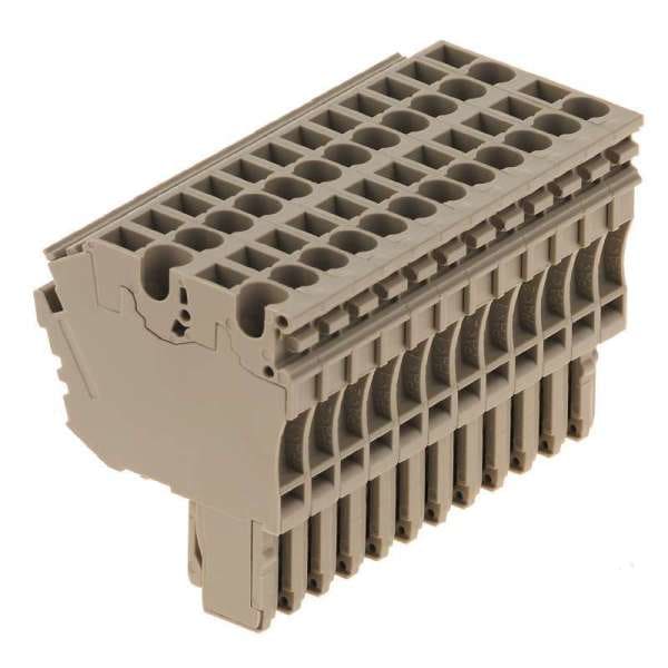 WEIDMÜLLER - Stecker (Klemmen), Steckanschluss, 2.5mm², 500V, 24A, Polzahl: 12, dunkelbeige