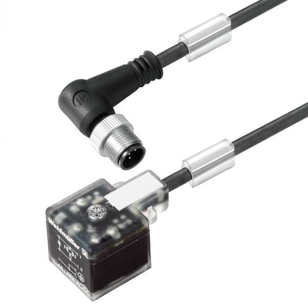 WEIDMÜLLER - Ventilleitung, Stecker gewinkelt - Ventilstecker, Bauform A (18 mm), M12 = A-codiert