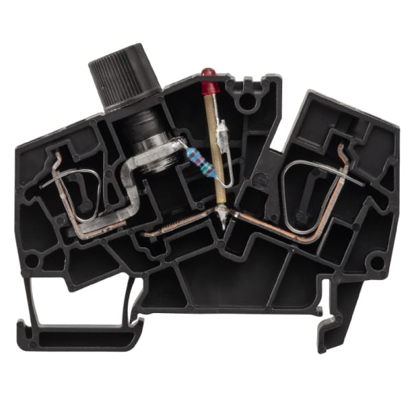 WEIDMÜLLER - Sicherungs-Reihenklemme, Zugfederanschluss, mit LED, 6mm², 36V, schwarz