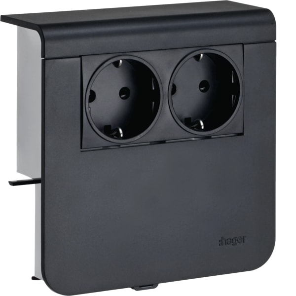 TEHALIT - 2-fach Steckdose für SL 20x80,gr.schwarz