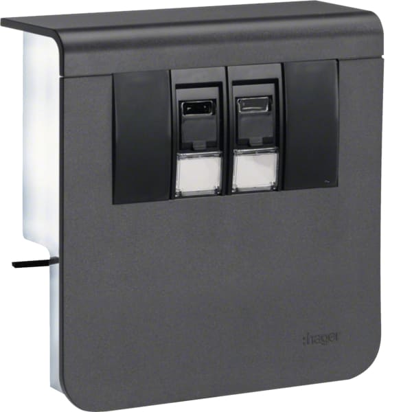 TEHALIT - 2xRJ45 Cat.6 für SL 20x80,gr.schwarz