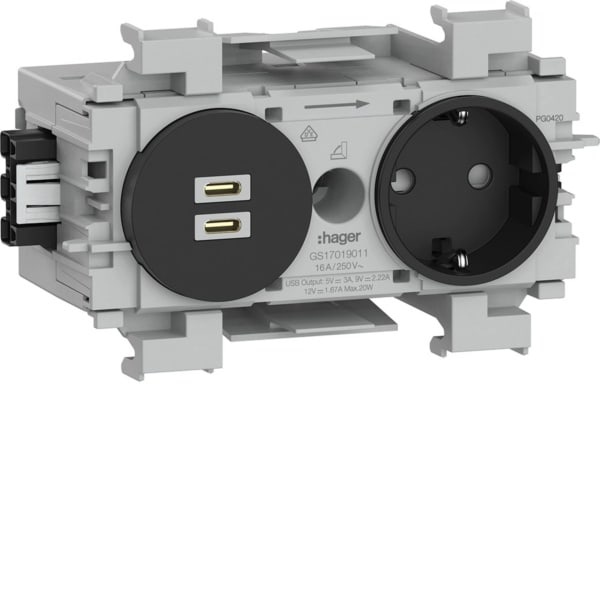 TEHALIT - Steckdose 1f. + USB C/C PD Wago Front gs