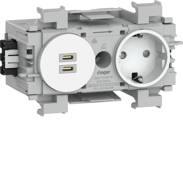 TEHALIT - Steckdose 1f. + USB C/C PD Wago Front vw