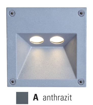 LEUCHTWURM - LED Wandeinbauleuchte, anthrazit, 180lm, 2W, 3000K, IP65
