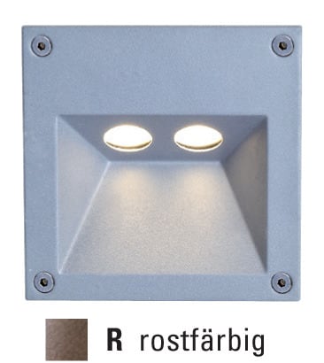 LEUCHTWURM - LED Wandeinbauleuchte, rost, 180lm, 2W, 3000K, IP65
