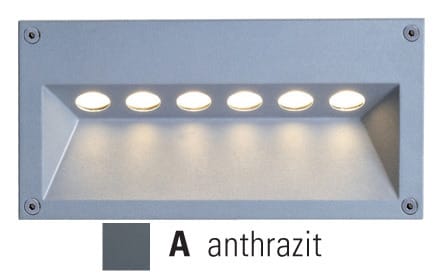 LEUCHTWURM - LED Wandeinbauleuchte, anthrazit, 540lm, 6W, 3000K, IP65