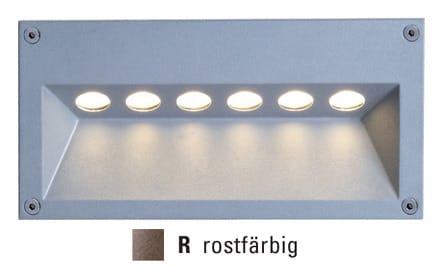 LEUCHTWURM - LED Wandeinbauleuchte, rost, 540lm, 6W, 3000K, IP65