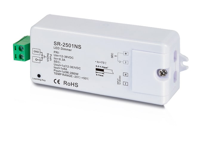 LEUCHTWURM - LED Dimmer 12/24V 1x8A dimm. Taster/Fernbedienung