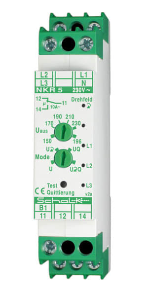 SCHALK - Netz-Überwachungs-Relais m. Drehf.u. F-Sp. 3x230/400V AC, 1 Wechsler