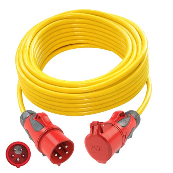 PC ELECTRIC - Verlängerungsleitung 25m N07V3V3-F 5G2,5 gelb K35 PW CEE16/Kupplung CEE16