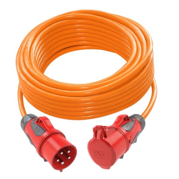 PC ELECTRIC - Verlängerungsleitung 25m H07BQ-F 5G2,5 orange PUR Stecker CEE16/Kupplung CEE16