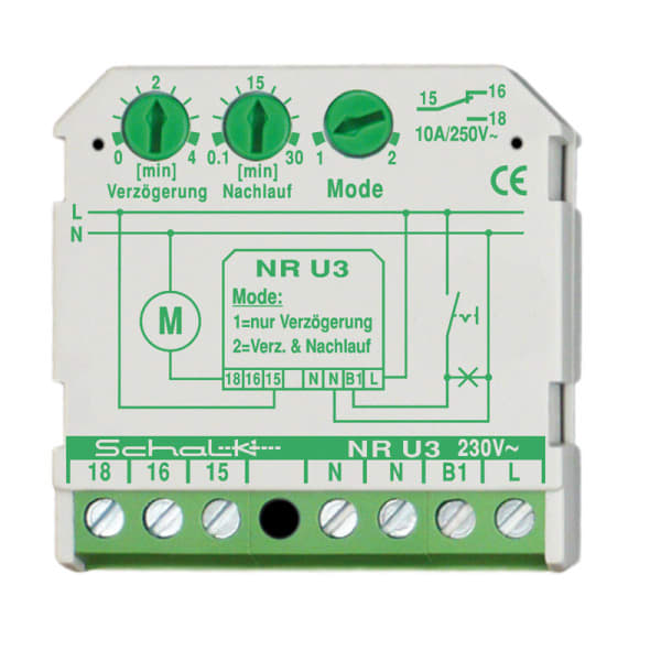 SCHALK - Nachlaufrelais m. Einschaltverzögerung 230V AC (UP)