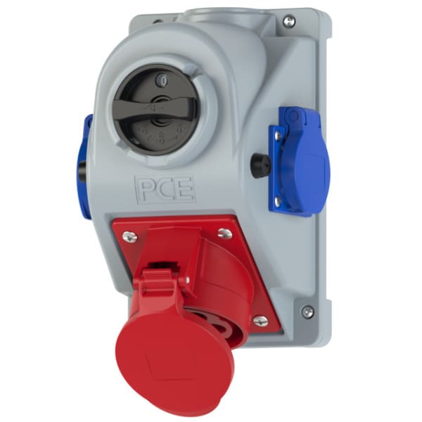 PC ELECTRIC - CEE-Wandsteckdose COMBO-POL 32A 4p 6h IP44