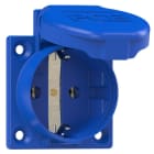PC ELECTRIC - Schutzkontakt-Anbausteckdose P-Nova+ 50x50 nat Dichtrand IP54 rückwärtig (blau)