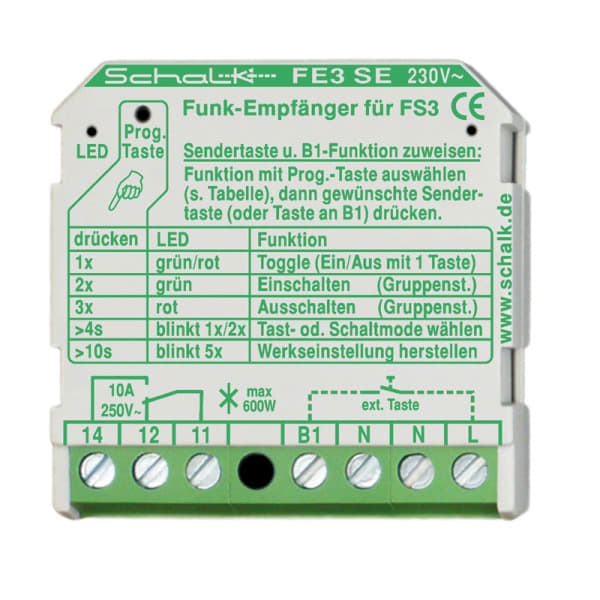 SCHALK - Funk-Empfängerschalter 1-Kanal 230V AC (UP), VO, 18.5mm (H)