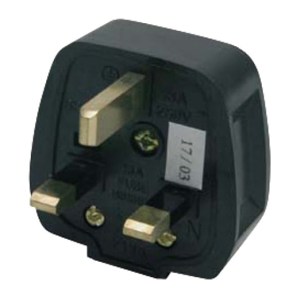 PC ELECTRIC - Schutzkontaktstecker BS (british standard) 13A IP32 schwarz mit Sicherung
