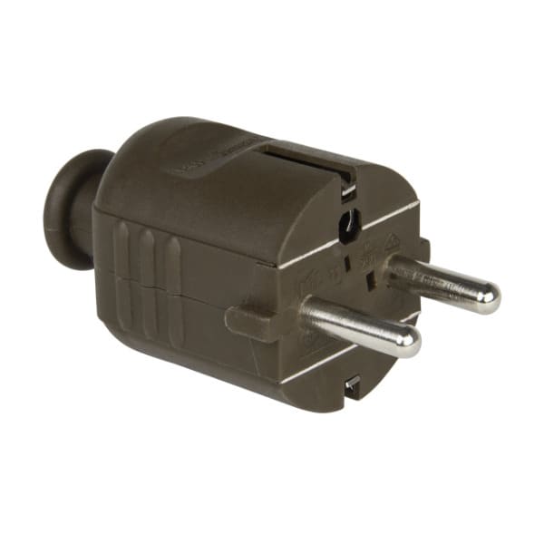 PC ELECTRIC - Schutzkontaktstecker PP 2SL Tülle zentral IP20 braun